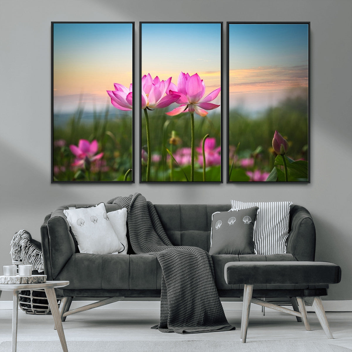 Pink Flower on the Mountain Canvas Print, Framed Pink Flower Canvas Wall Art