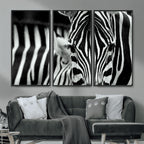 Zebra Wall Art | Zebra Close Up Canvas Print | Framed Black and White Wildlife
