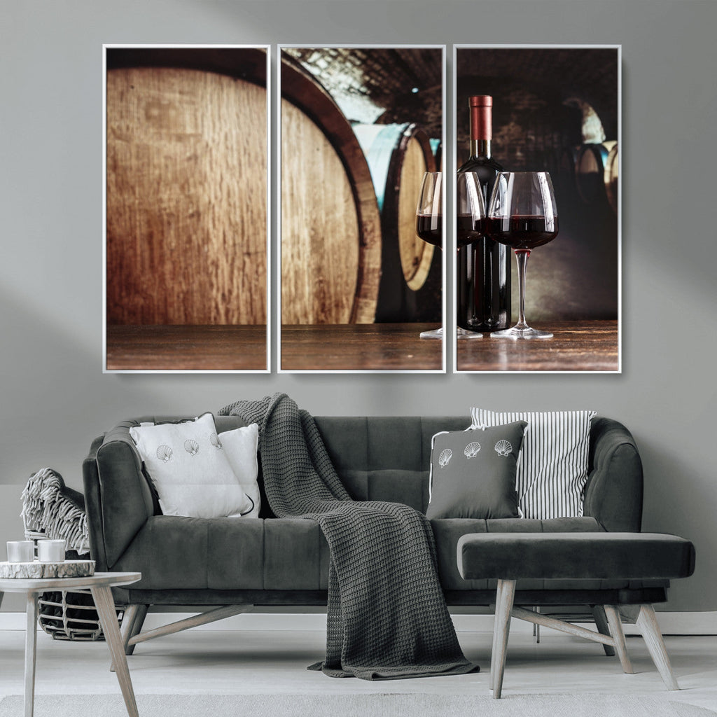 Wine and Barrel Wall Art Canvas Print