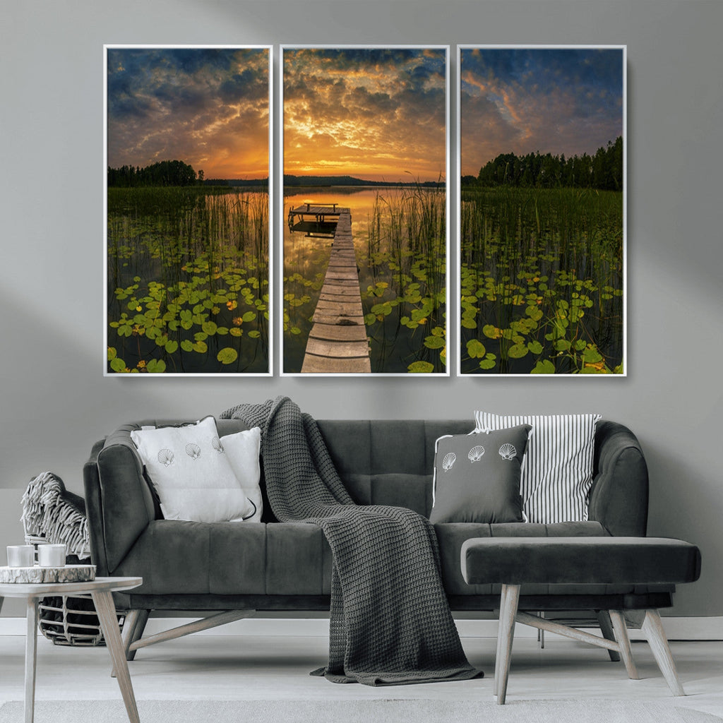 Lake and Flower Wall Art Canvas Print