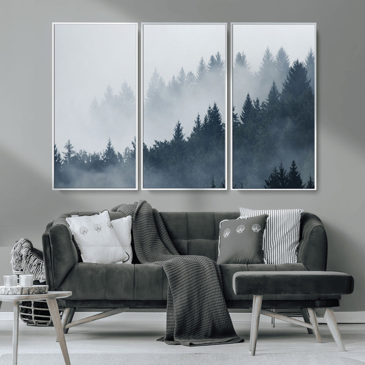 Foggy Pine Forest Wall Art Canvas Print