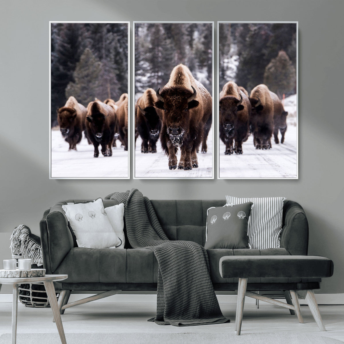 Bison Wall Art Canvas Print, Bison Herd Canvas Wall Art