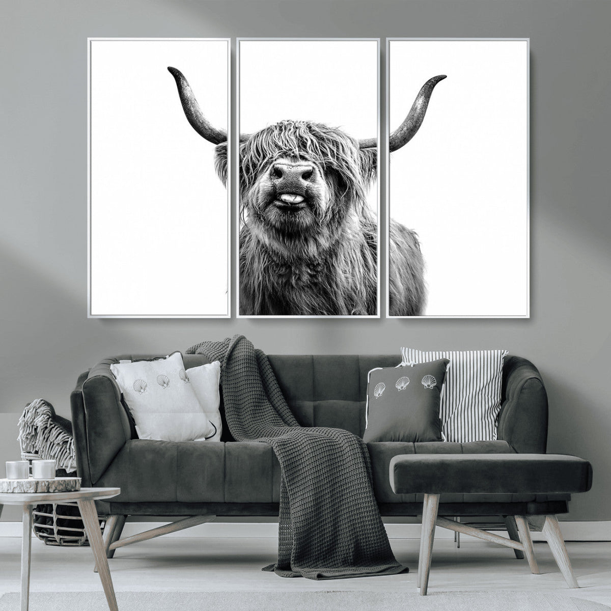 Fanny Scottish Highland Cow Cattle Art Print Farmhouse Wall Art Canvas Print