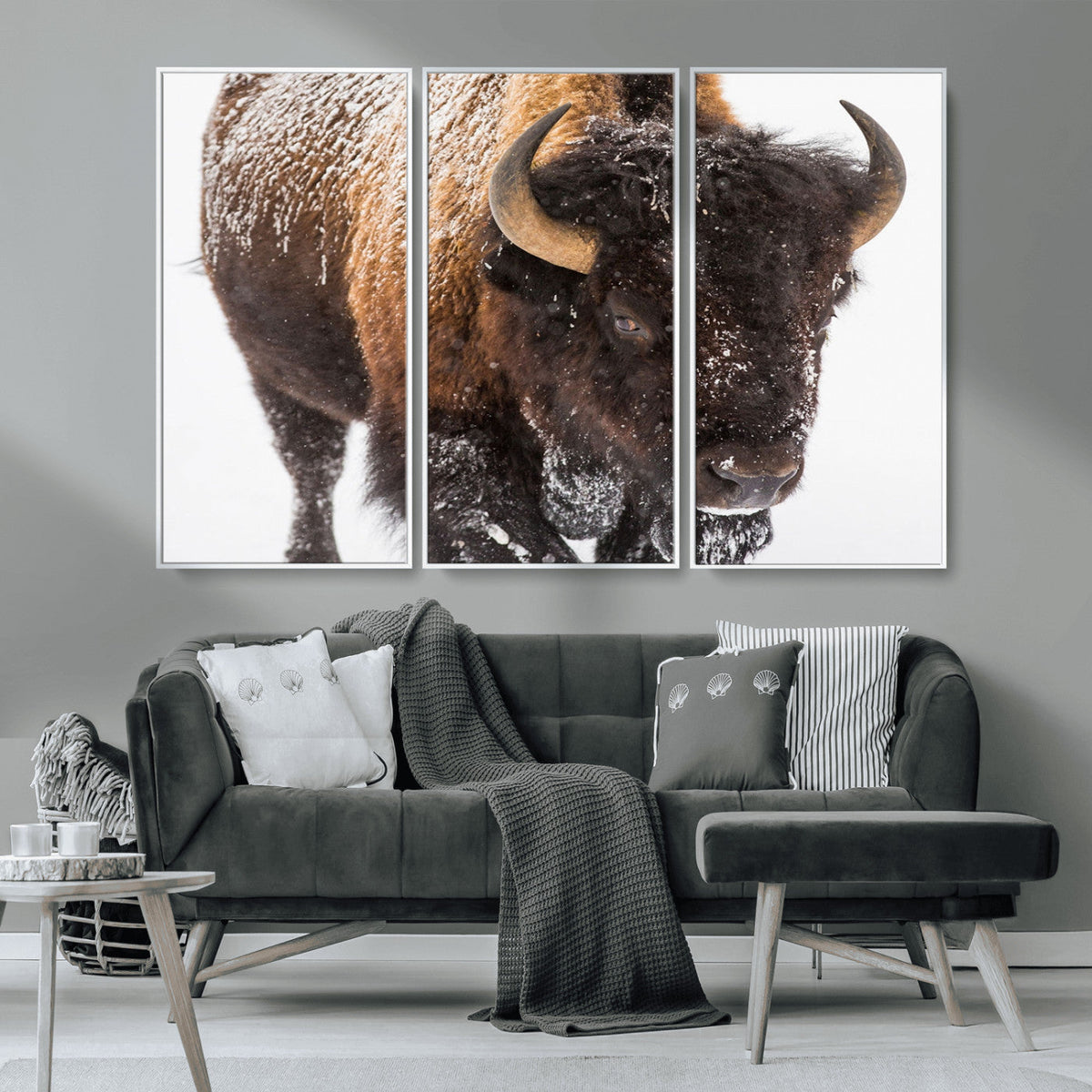 Bison Wall Art Canvas Print For Farmhouse, Wild Animal Wall Art