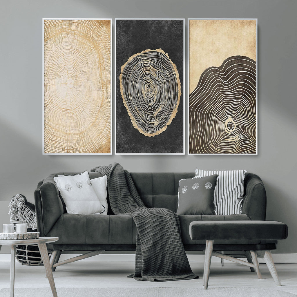 Tree Rings Canvas Wall Art Print, Minimalist Natural History in Modern Decor