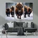 Buffalo Wall Art Canvas Print, American Bison Herd Wall Art