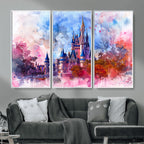Disney Wall Art: Dreamy Watercolor Cinderella Castle Canvas Print