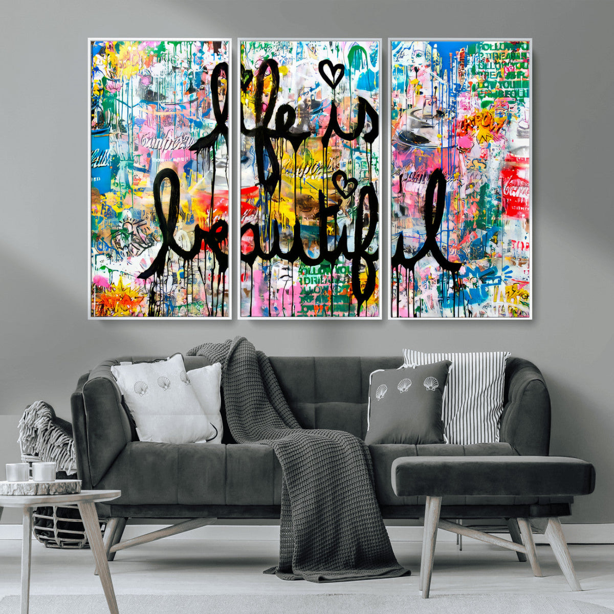 Life Beautiful Art Print | Banksy Graffiti Wall Art Canvas Print