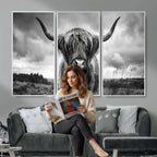 Scottish Cow Wall Art Canvas Print, Longhorn Wall Art