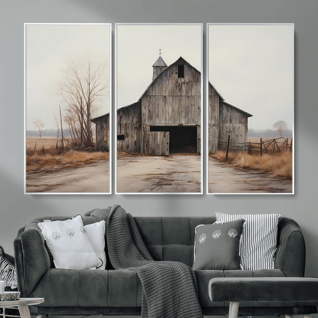 Farmhouse Rustic Barn Wall Art Canvas Print, Framed and Ready to Hang