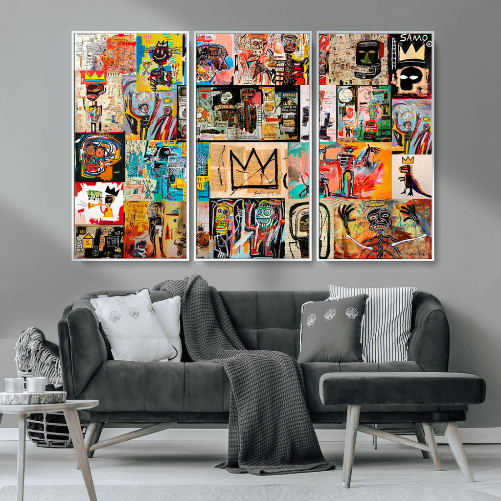 Abstract Art Collage Wall Art Canvas Print, Urban Graffiti Style