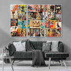 Abstract Art Collage Wall Art Canvas Print, Urban Graffiti Style