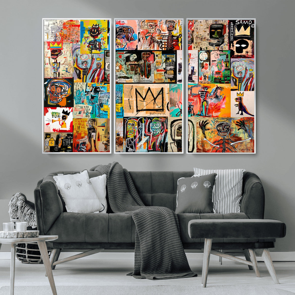 Abstract Art Collage Wall Art Canvas Print, Urban Graffiti Style