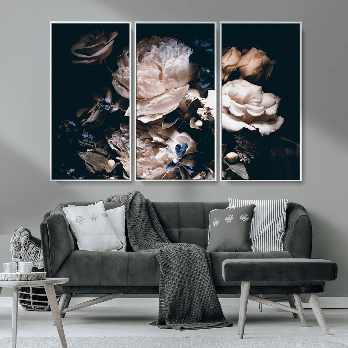 Pink Peonies Flowers Large Canvas Art Print