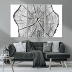 Rustic Tree Ring Wall Art Canvas Print, Framed and Ready to Hang