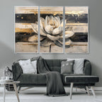 Lotus Flower Wall Art | Framed Abstract Floral Canvas