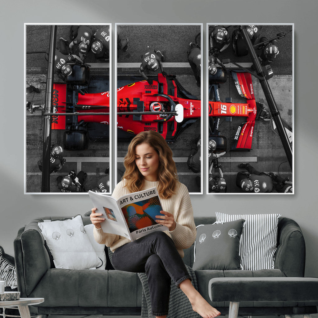 Ferrari Pit Stop Canvas Wall Art | Precision and Speed