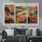 Framed Yayoi Kusama 1986 Wall Art Print | Japanese Wabi Sabi Vibrant Abstract Landscape Canvas