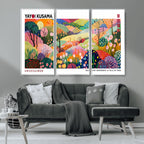 Framed Yayoi Kusama 1986 Wall Art Print | Japanese Wabi Sabi Vibrant Abstract Landscape Canvas