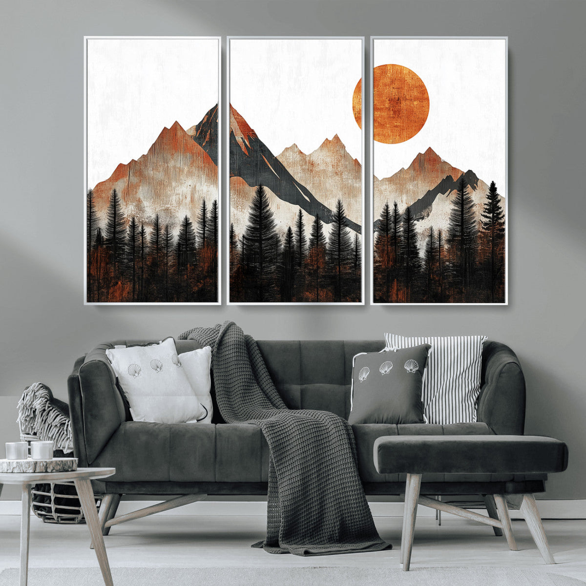 Modern Abstract Mountain Canvas Wall Art Print