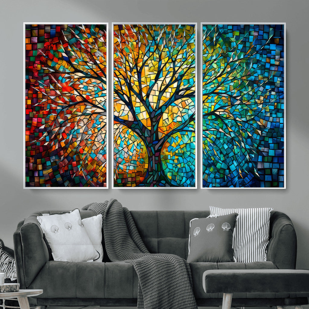 Yggdrasil Tree of Life Wall Art Print | Mosaic Style Canvas Wall Art