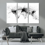Abstract World Map Wall Art | Framed Geometric Line Canvas