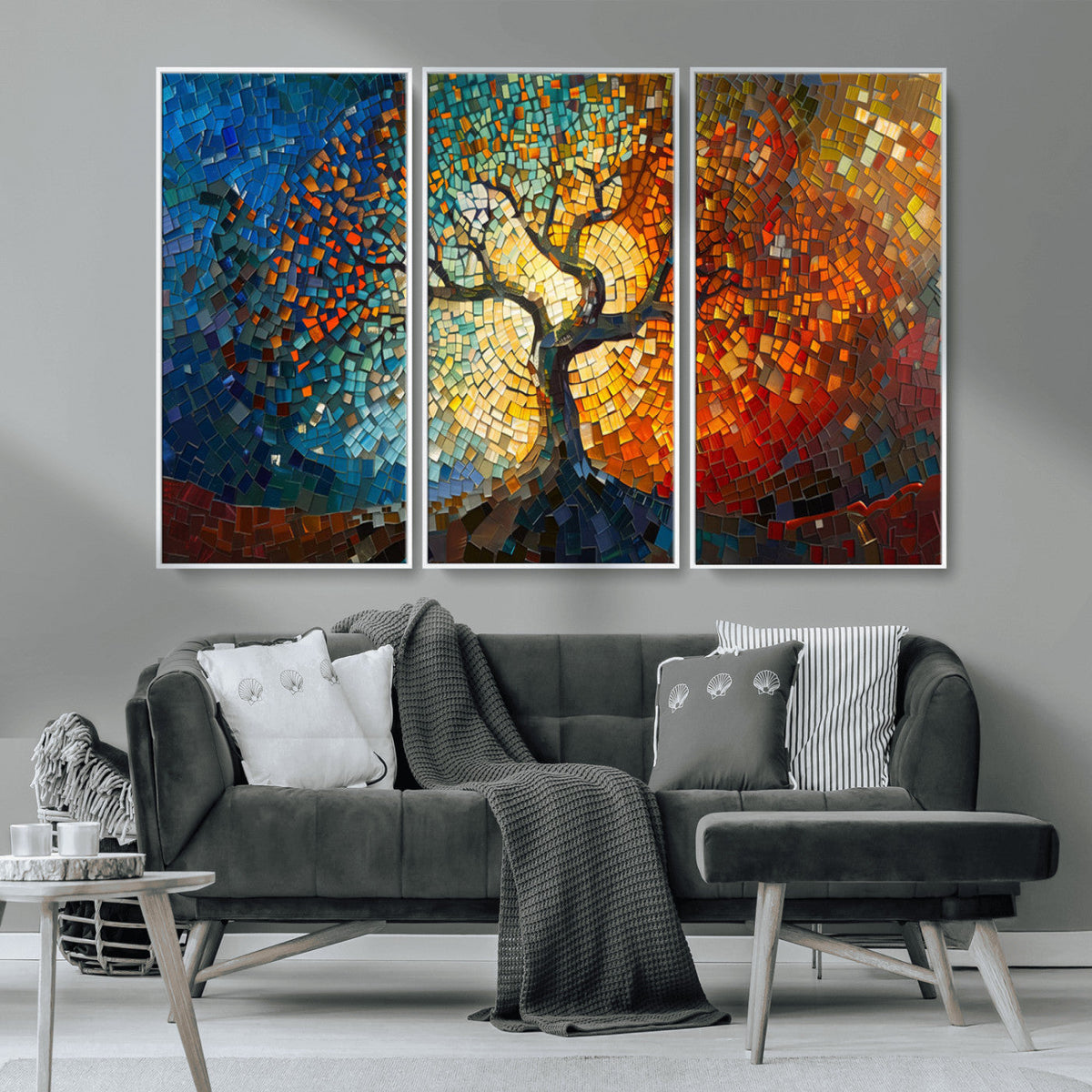 Yggdrasil Tree of Life Mosaic Stained Glass Wall Art Canvas Print