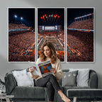 Texas Stadium Night Game Wall Art Canvas Print, Vibrant Football Fireworks Scene