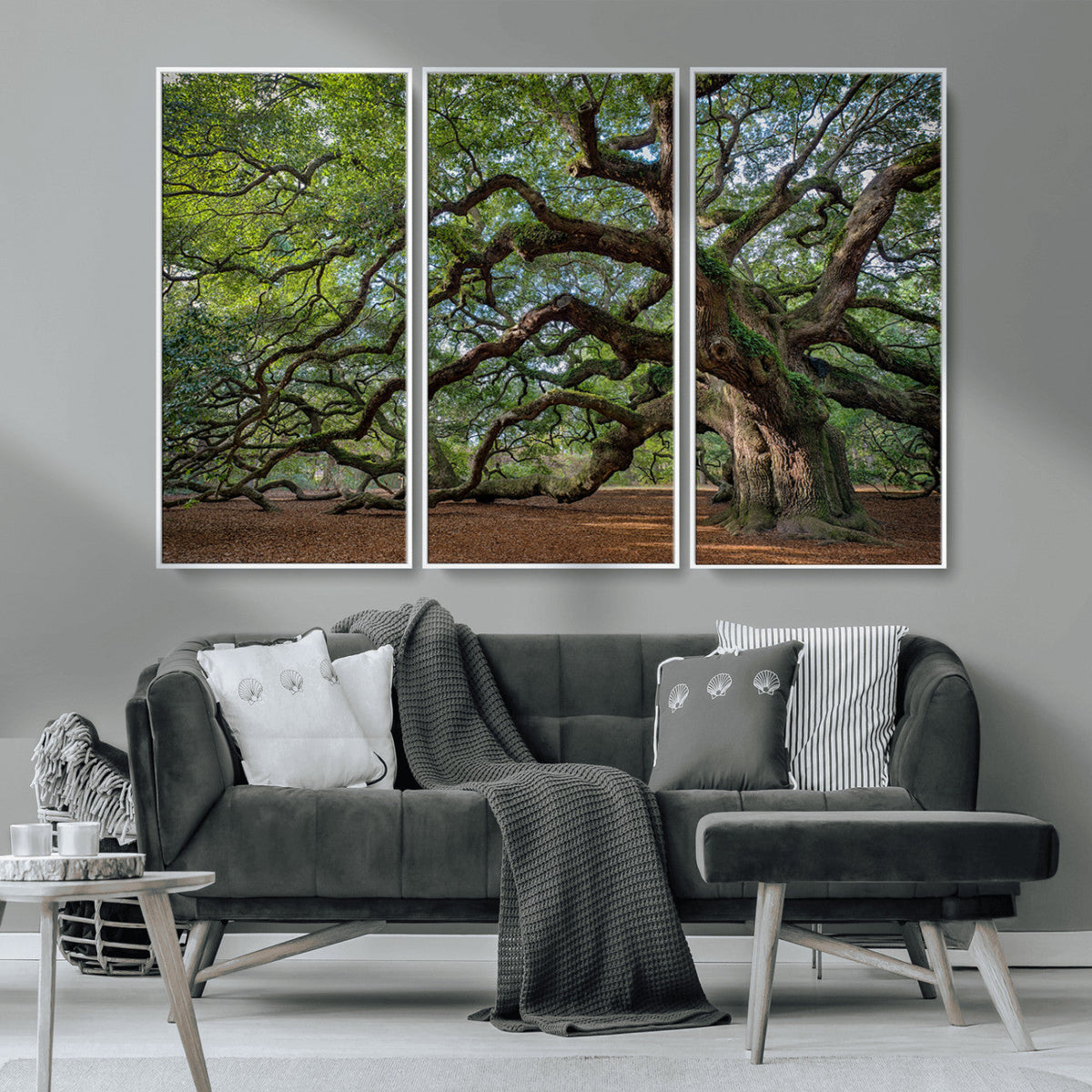Historic Tree Wall Art | Framed Mossy Branch Canvas Artwork