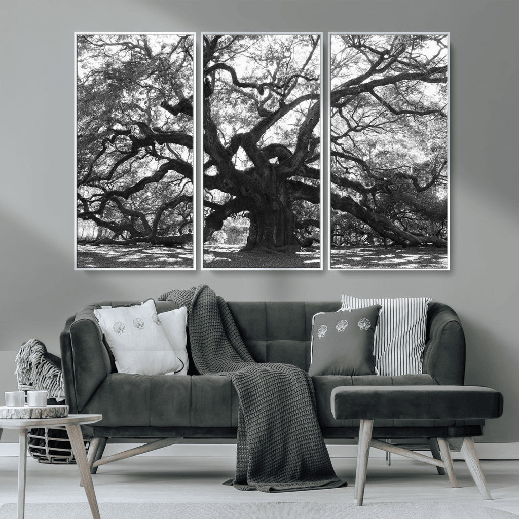 Ancient Oak Wall Art Canvas Print | Gnarled Tree with Twisted Branches