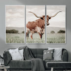Texas Longhorn Wall Art | Framed Spotted Cattle Canvas