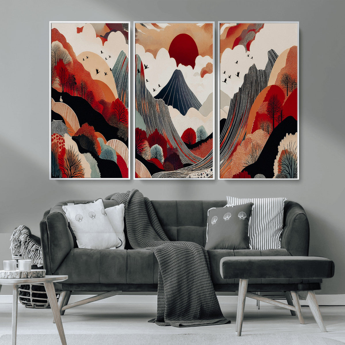 Abstract Mountain Wall Art Canvas Print | Vibrant Stylized Landscape