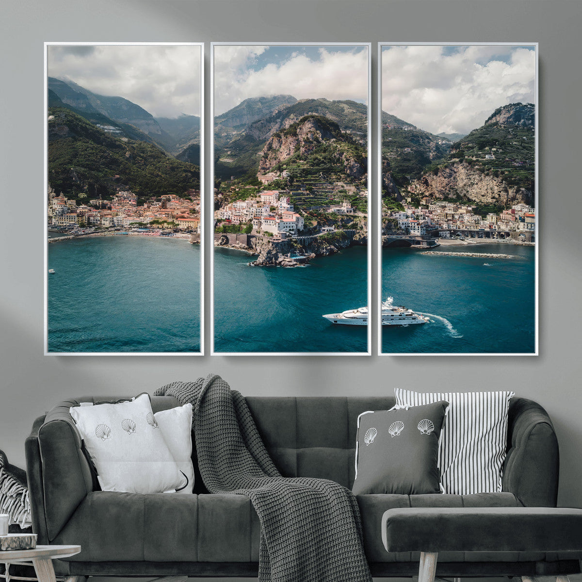 Amalfi Coast Wall Art | Framed Italian Seaside Canvas