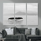 Whale Tail Wall Art | Framed Black White Ocean Canvas