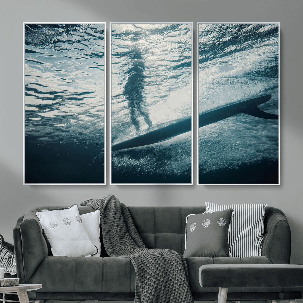 Underwater Surf Wall Art | Framed Ocean Wave Canvas Artwork