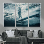Underwater Surf Wall Art | Framed Ocean Wave Canvas Artwork
