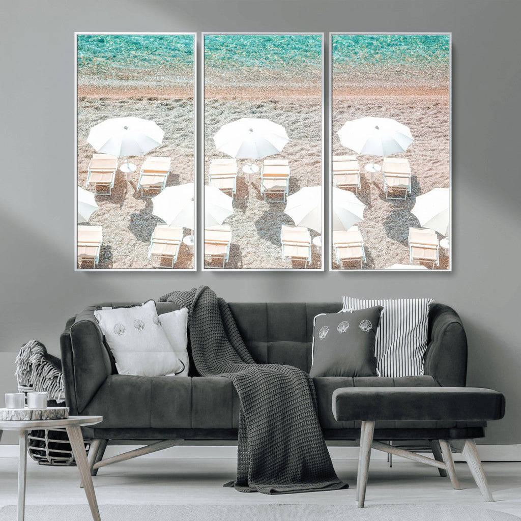 Calm Beach Wall Art | Framed Turquoise Water Canvas Artwork