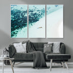 Minimal Beach Wall Art | Framed Ocean Swimming Canvas