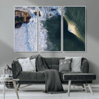 Ocean Wave Wall Art | Aerial Coastal View Canvas Artwork