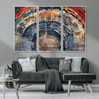 Tree Rings Wall Art Canvas Print, Framed Petrified Wood Modern Rustic