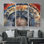 Tree Rings Wall Art Canvas Print, Framed Petrified Wood Art, Modern Rustic Decor