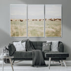 Bison Herd Wall Art Canvas Print, Framed Western Ranch Nature Scene