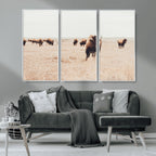 Bison Herd Wall Art Canvas Print, Framed Western Prairie Serenity