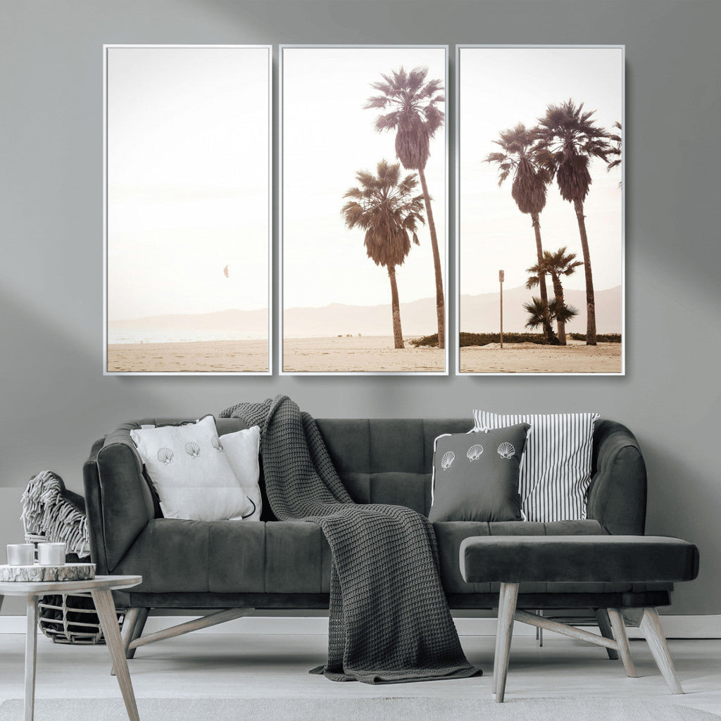 Coastal Light Wall Art Canvas Print, Framed Relaxing Shoreline Art, Minimalist Ocean Tropical Decor