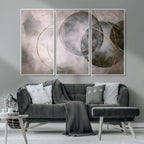 Abstract Grey Gold Wall Art | Modern Geometric Canvas