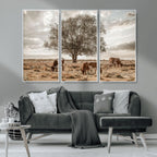 Texas Longhorn Cattle Wall Art, Rustic Western Ranch Canvas