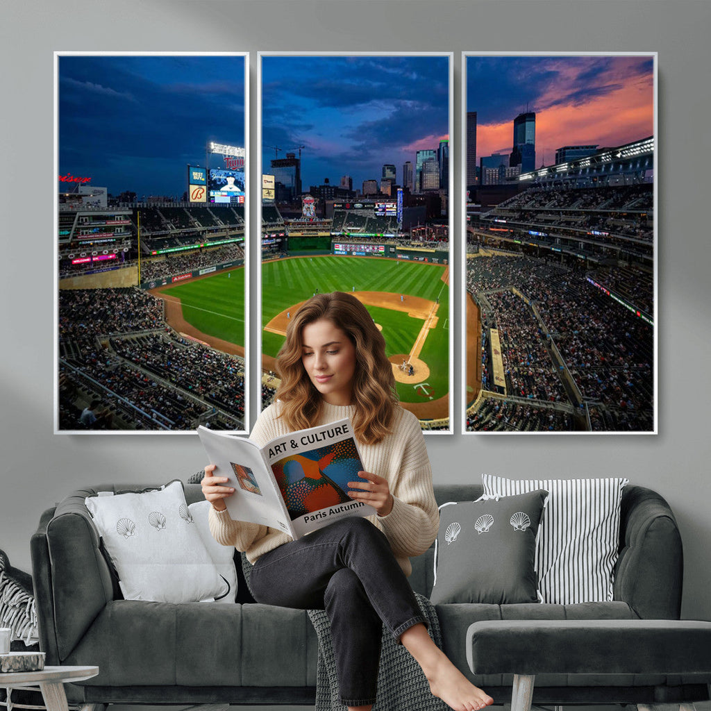 Target Field Wall Art Canvas Print, Baseball Stadium Scene