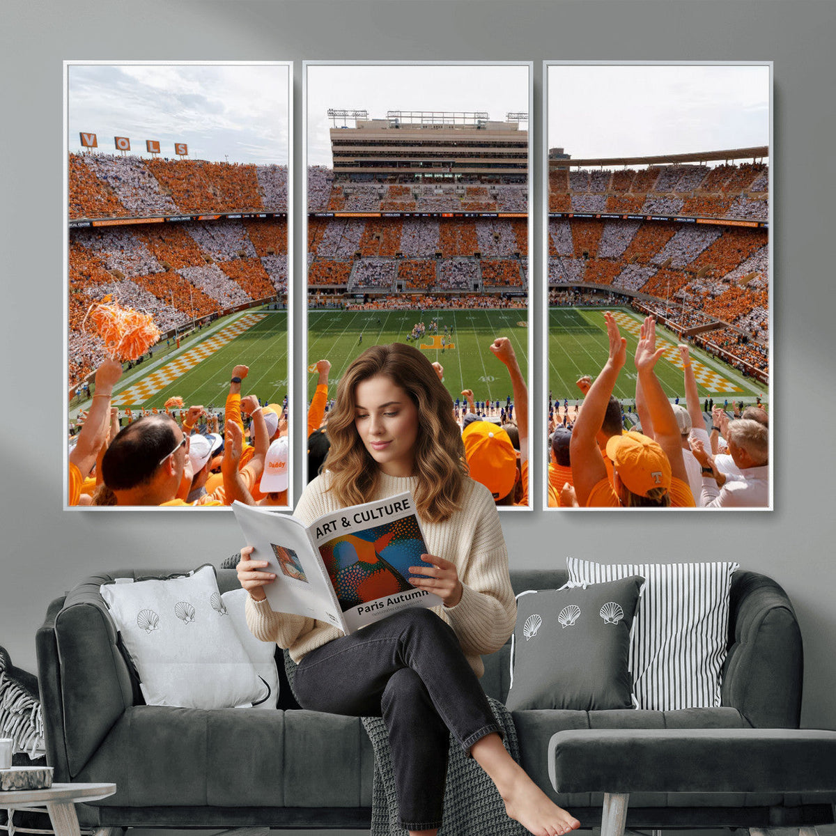 Tennessee Neyland Stadium Wall Art, Sports Arena Canvas, Home Bar Wall Decor