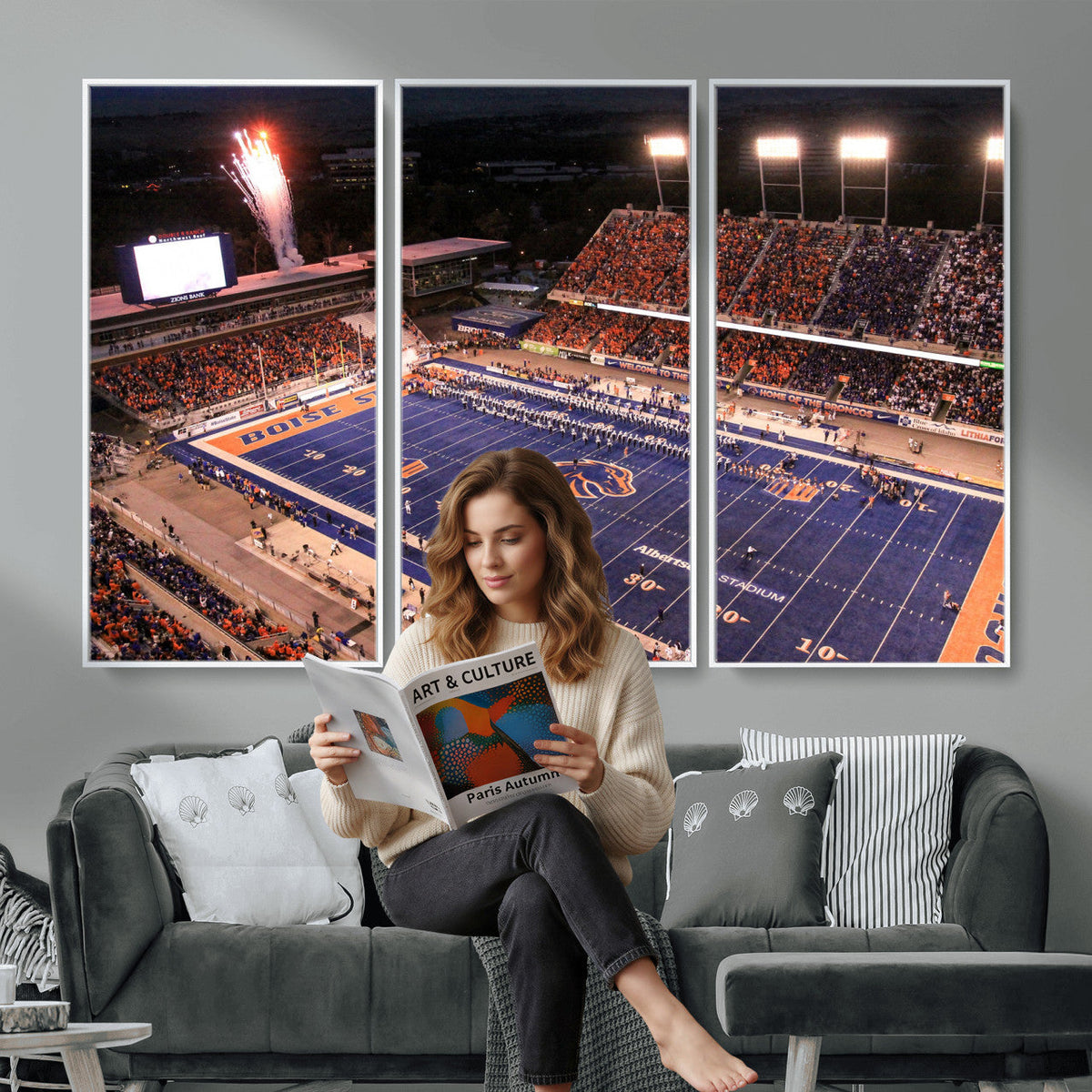 Boise State Broncos Albertsons Stadium Wall Art Canvas Print