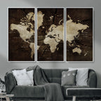 World Map Wall Art Canvas Print | Framed Travel Map Wall Art